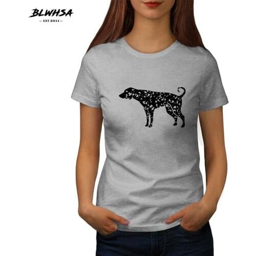 BLWHSA Dog Print T Shirt Women Casual 100% Cotton Short Sleeve Summer T-Shirts Cool Animal Printing Women Tops Clothing