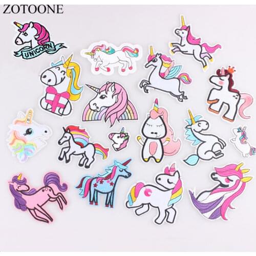 ZOTOONE Unicorn Patches Iron On Sewing Embroidered Animal Applique for Jacket Clothes Stickers Badge DIY Apparel Accessories E