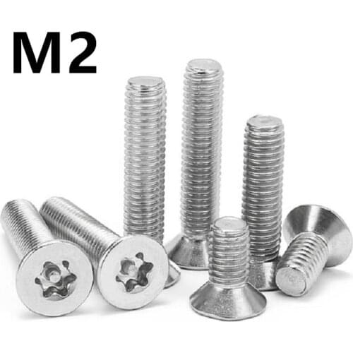 200pcs/lot M2x4/5/6/8/10/12mm Stainless steel countersunk head torx with pin screw anti theft safety security screws