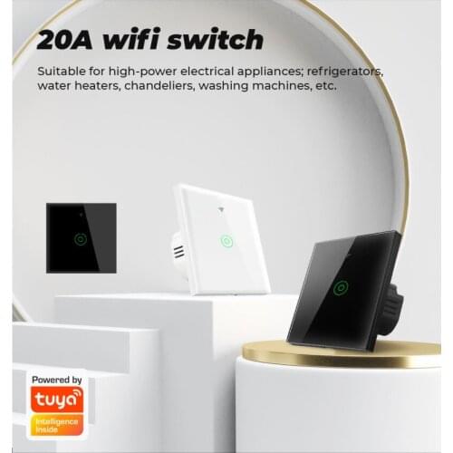 20A TUYA Smart Wifi Light Switch Wall Touch Switch Water Heater Refrigerator Oven Switch Work With Alexa Google Home Smart Life