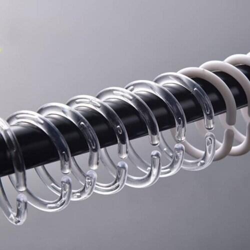 24PCS C-shaped Plastic Shower Curtain Rings Bath Drape Loop Clip Hanging Hook Hanger for Bathroom Shower Room