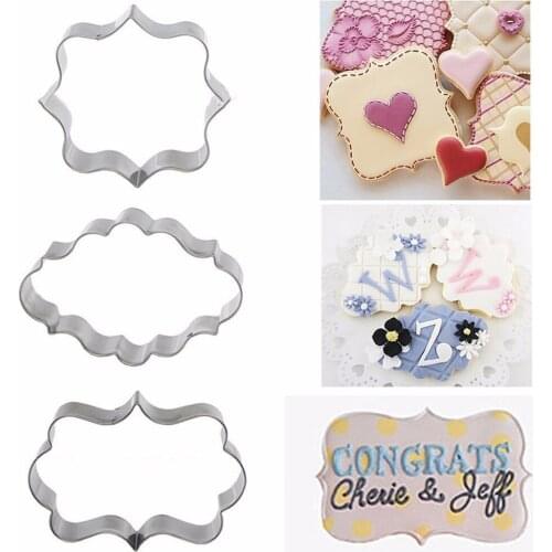 3pcs Stainless Steel Frame Cake Mold Fancy Plaque Fondant Cake Mold Mould Cookie Cutter [3]