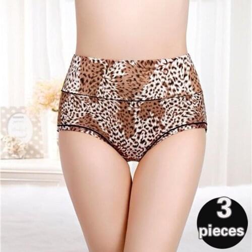 3 pcs leopard print ultra-thin Womens underpants High waisted underpants Female underwear thong sexy lingerie underpants