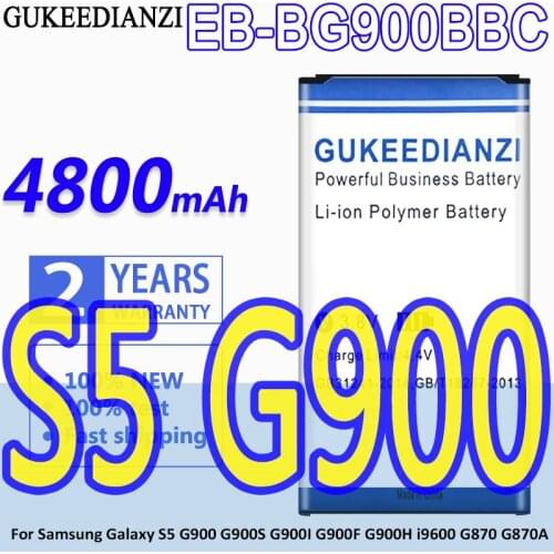 GUKEEDIANZI Battery 4800mAh For Samsung Galaxy S5 G900 G900S G900I G900F G900H i9600 G870 G870A EB BG900BBC
