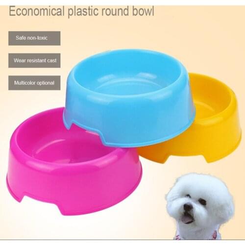 Dog Accessories Plastic Pet Bowl Dog Supplies Candy Color Round Single Wear Resistant Fall Resistant Pet Tableware Rice Bowl