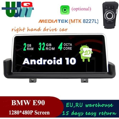 UJQW 10.25" BMW RHD Car Multimedia Radio Player 2Din Android 10.0 For BMW 3 Series E90 E91 E92 E93 2005-2012 Carplay GPS BT Wifi