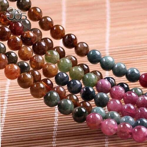 Free Shipping 4-12mm 100% Natural Genuine Stone Gemstone Round Mixed Tourmaline Loose Beads 15inch