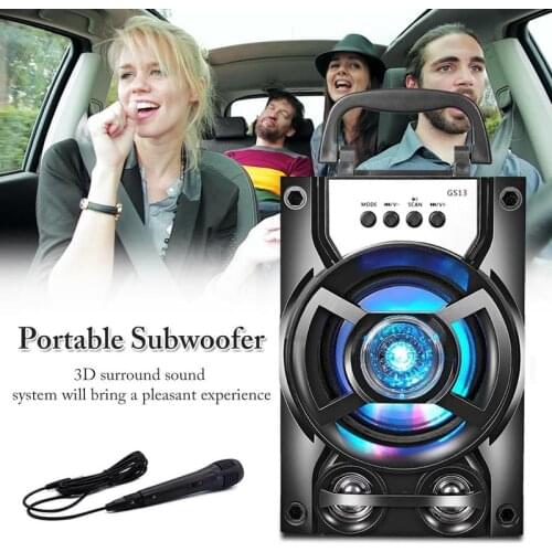 Wireless Bluetooth Speaker Portable Stereo Subwoofer High-quality Sound System, Support USB TF Card AUX with Microphone