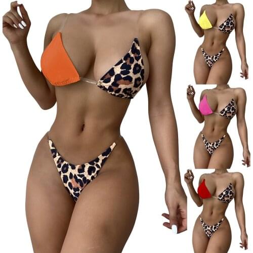 Brazilian Sexy Leopard Bikini Set 2021 New Push Up Swimwear Women Thong 2 Piece Bathing Suit Beachwear Backless Swimsuit Biqiuni