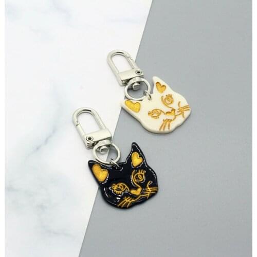 1 PC Acrylic Gothic Animal Keychain Key Ring For Men Women Gifts Cool Unique Creative Cat Head Bag Car Pendant Keychain