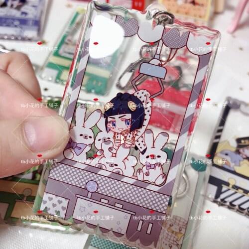 JOJOs Bizarre Adventure Golden Wind Jonathan Joestar Bruno Bucciarati Cosplay Figure Acrylic Keychain Pendant Keyring Gif