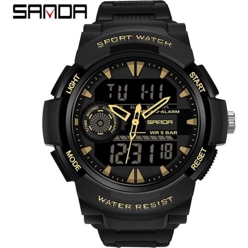 SANDA Sport Watches Men Digital Quartz Watch Life Waterproof LED Clock Military Watches Male Clock Shock Relogio Masculino
