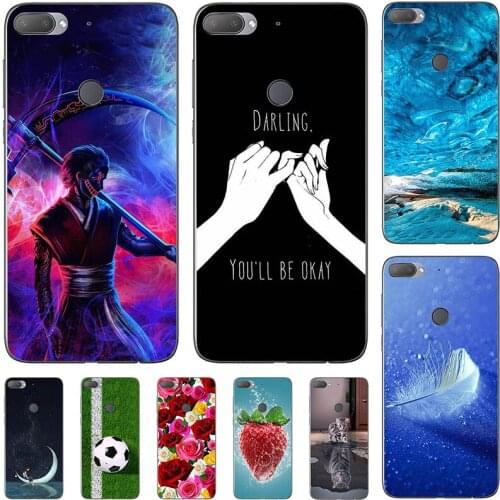 For HTC Desire 12 Plus 12+ Case Cartoon Pattern Soft TPU Cover Coque Animal Flower Shell