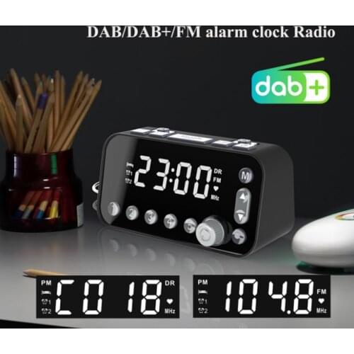 Digital Alarm Clock DAB/FM Radio Backup Dual Alarm Settings Jumbo Screen Display Electronic Desktop Clock with Snooze Function