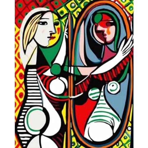 DIY 40X50cm Oil Painting By Numbers Abstract woman in mirror DIY Paint by numbers On Canvas Home Decor Digital Painting chrismas