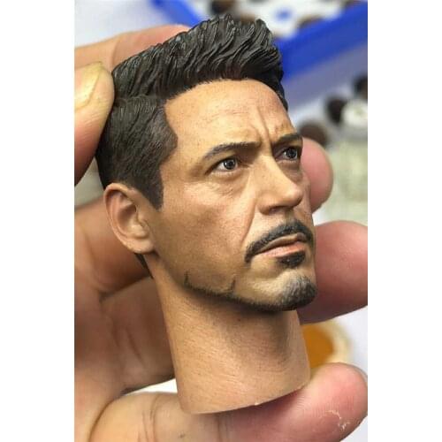 Custom 1/6 Scale Tony Stark Head Sculpt for 12inch Phicen JIAOUL Doll Action Figure Collection