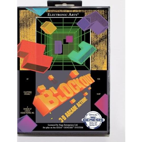 Blockout Game Cartridge 16 bit MD Game Card With Retail Box For Sega Mega Drive For Genesis