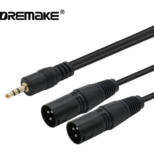 Jack 3.5 mm to 2 XLR Male Microphone Cable 1.5 m Stereo Audio Cable for Amplifier Computer