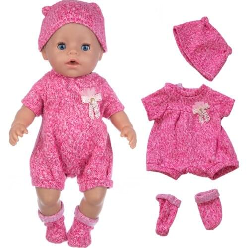 Sweater Suit+Hat+Shoes Doll Clothes Fit 17 inch 43cm Doll Clothes Born Baby Suit For Baby Birthday Fistival Gift
