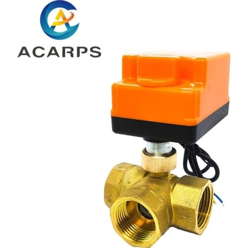 1/2" 3/4" 1-1/4" Brass Electric Ball Valve Two-Wire One-Control Three-Way Electric Actuator Internal Thread With Manual Switch