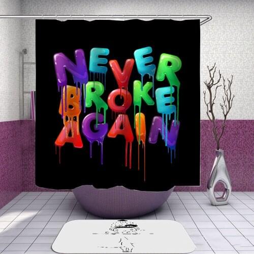 Hot Sale 3D Print Letter Bathroom Set With Shower Curtain Waterproof Hook Bath Cartoon Kids Gift Hot Funny Rugs Luxury Fashion