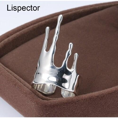 Lispector 925 Sterling Silver Rock Punk Stalactite Shape Crown Rings for Women Exaggerated Hip Hop Rings Unisex Couple Jewelry