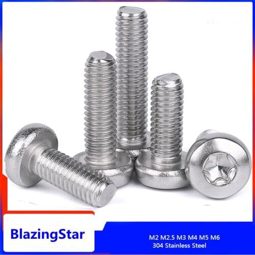 M2 - M6 304 Stainless Steel Round Head Inner Plum Blossom Screw Hexagon Socket Bolt Length 3-30mm Six-lobe Screw Bolt