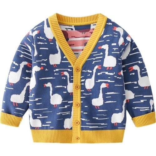Cute Goose Toddler Girl Winter Clothes Boys Cardigan Spring Fall Sweaters Knitted Wear Childrens Clothes