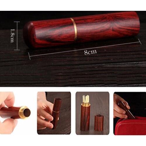Multifunction Rosewood Wood Toothpick Holder Box Needle box Bucket Case Hiking Portable Craft Handmade Gift Indoor Outdoor Use