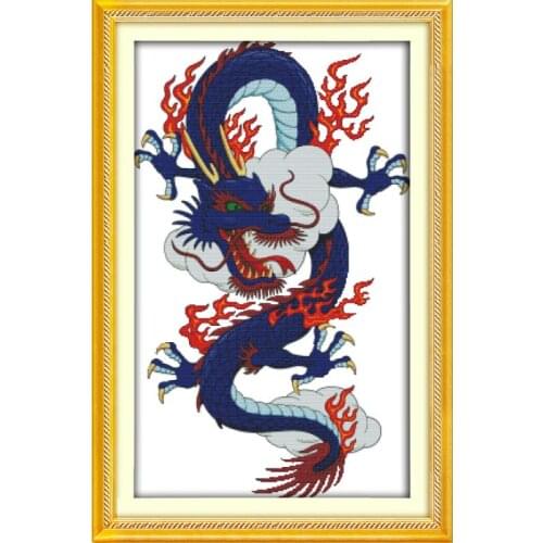 Dragon Joy Sunday Cross Stitch Kit Embroidery Needlework Decoration Counted Thread 11CT 14CT Printed Stamped Painting Fabric Set