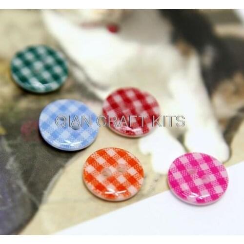 Set of 700pcs - Resin laser checks mixed colors smooth shiny Round sewing Buttons 2 holes 13mm bulk-LK0029