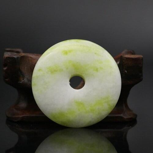 Natural Lantian Jade Hand Carved Safe Button Pendant Fashion Boutique Jewelry That Ladys Green, Green and White Necklace