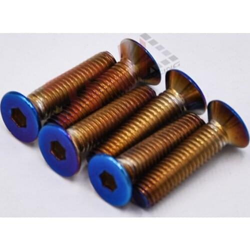 Stainless steel 6pcs Steering Wheel Horn Switch Nuts M5x15 Brunt Blue Flat Bolt Boss Kit Bolts Car Part
