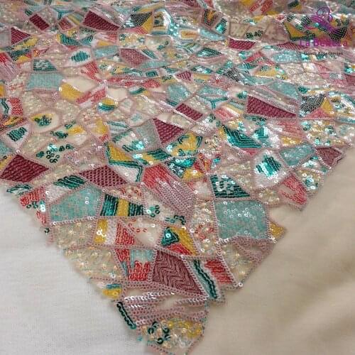 La Belleza 2020 NEW LACE FABRIC, mixed colors sequins lace fabrice for gown dress 1 yard