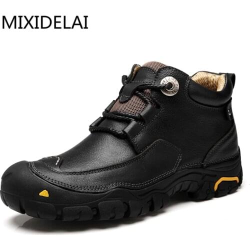 MIXIDELAI 2020 New Men Casual Shoes Mens Working Shoes Fashion Brand Design Outdoor Leisure Shoes Big Size Leather Shoes Men