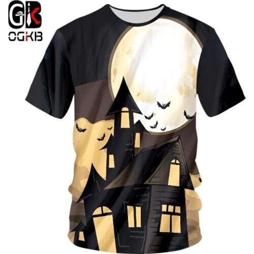 OGKB Lady Fashion Loose T-shirt 3D Printed Pumpkin Casual Oversized Tee Shirt Costuming Woman Winter Halloween O Neck Tshirt