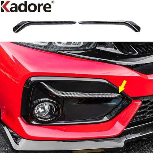 Front Fog Light Lamp Eyebrow Eyelid Trim For Honda Civic 2020 2021 Caron Fiber Head Foglight Garnish Streamers Strip Car Styling