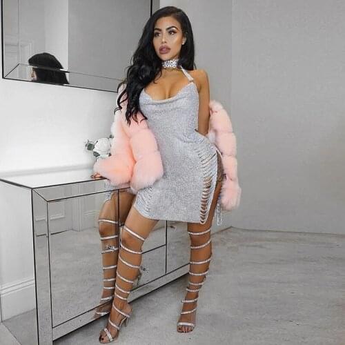 Sexy Nightclub Rhinestone Backless Dress Birthday party Dresses With Rhinestones Club Dress diamond for Showgirl