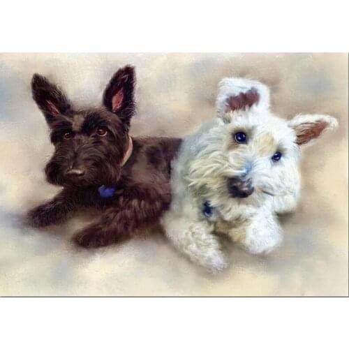 Full Square Round Mosaic DIY 5D Diamond Painting Scottish Terrier Dog Diamond Embroidery crystal Christmas Home Decoration DF17