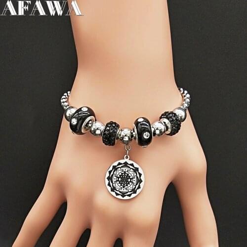 Portugal Mandala CHAKRA 3rd Eye Hindu Goddess Yoga Sri Yantra Wiccan Pagan Women Wax Rope Stainless Steel Becklace Jewelry India