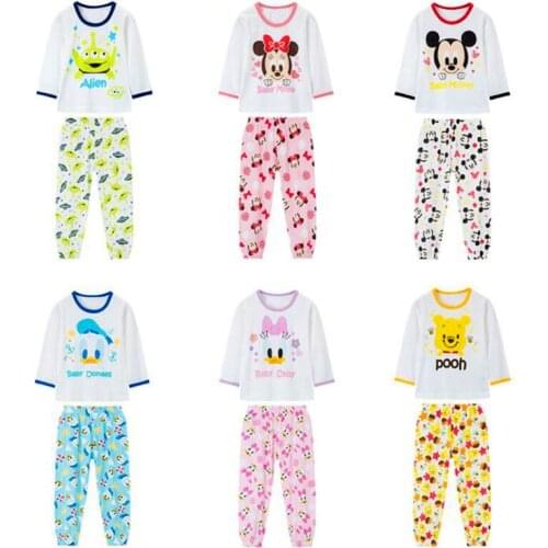 Promotion Mickey Kids Pajamas Set Children Cartoon Sleepwear Boys Home Pajamas Girls Cotton Sweet Animal Pyjamas 2-7T Nightwear