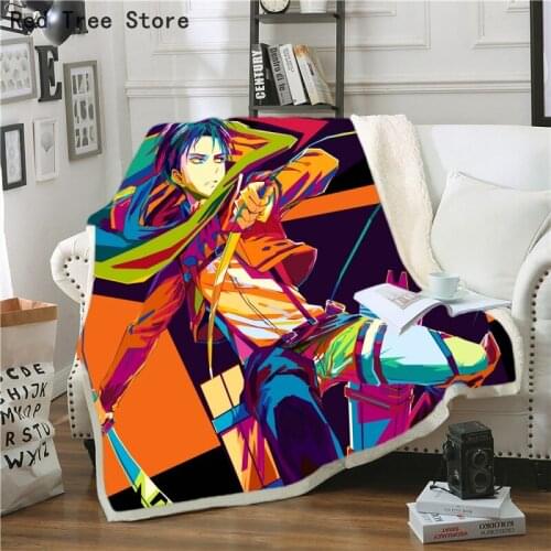 Attack On Titan Luxury Printed Blanket Kids Boy Teens Cartoon Fleece Blankets for Travel Picnic Vocation Soft Bedspread Bedding