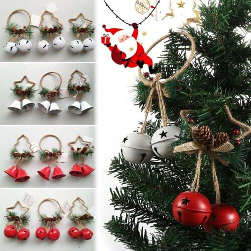Christmas Bells Decoration with Linen Ring Metal Rustic Bell Hanging Ornament for Xmas Tree Doorway Decoration xqmg Christmas