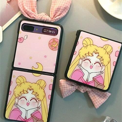 For Samsung Galaxy Z flip mobile f7070 folding glass phone case f7000 electroplated glass protective girl heart case