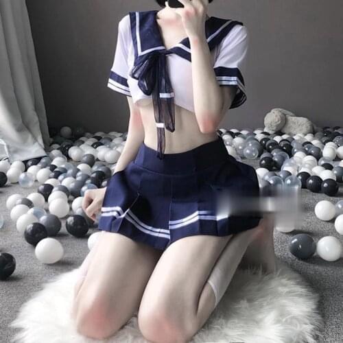 Sexy Lingerie See Through Student Cosplay Anime School JK Uniform Kawaii Clothing Sailor Japanese School Girl Costume Maid Dress