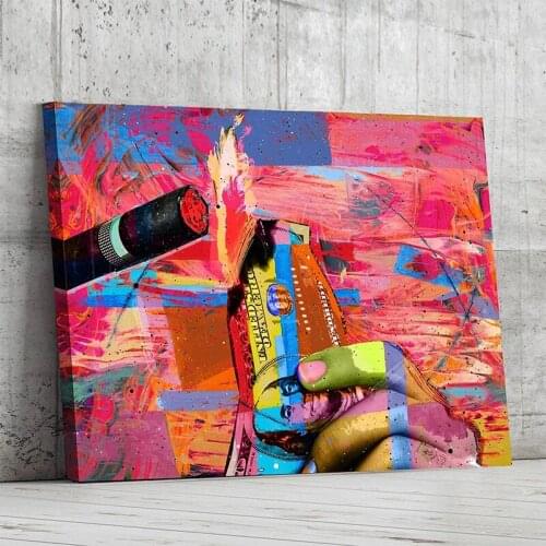 Modern Money To Blow Light A Cigarette Canvas Painting Posters Prints Wall Street Art Picture for Living Room Wall Decor Cuadros