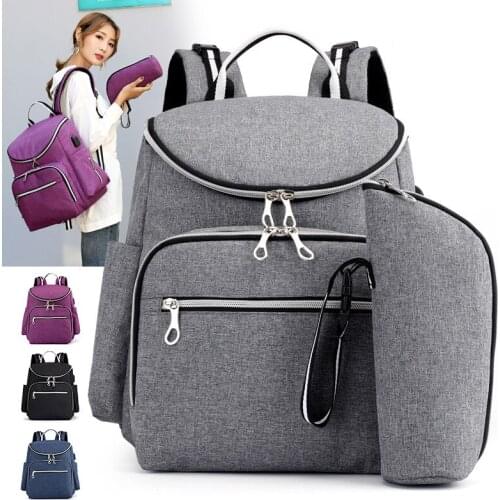 Diaper Bag USB Baby Nappy Bag Mummy Backpack Large Capacity Waterproof Casual Laptop Bag Rechargeable Holder Travel Maternity