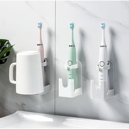 Universal Electric Toothbrush Holder Rack Stand Wall Mount Tooth Brush Stander Organizer Hangable Water Cup Bathroom Accessories