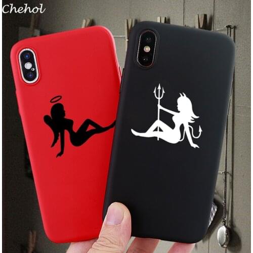 Funny Cell Phone Cases for iPhone 12 SE 11 6s 7 8 Plus Pro X XS MAX XR Case Angel Devil Soft TPU Silicone Back Cover Accessories