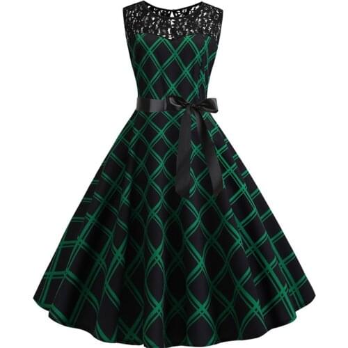 Floral Print Vintage Dress Women Summer A Line Lace Party Dresses Robe Tunic Casual Plus Size Office Ladies Work Dress